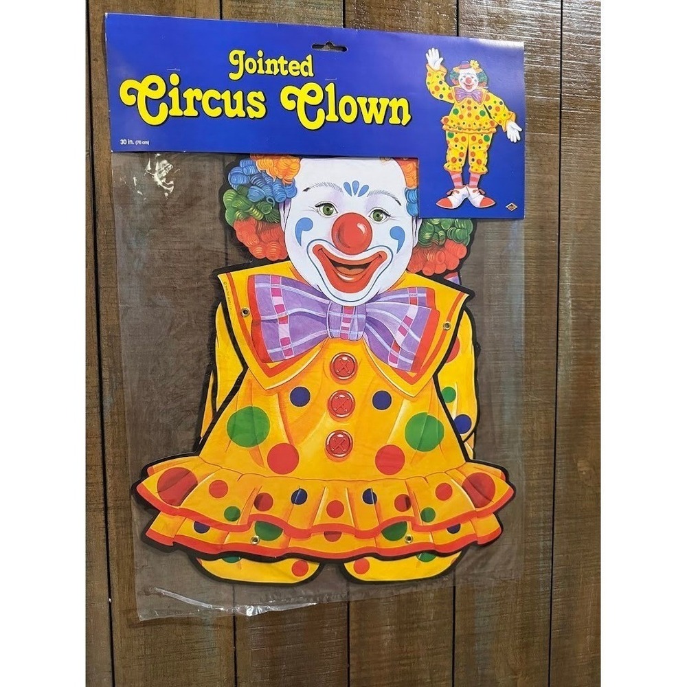 Vintage Beistle Jointed Circus Clown 30 Inch Wall Decor Party Decoration 55020